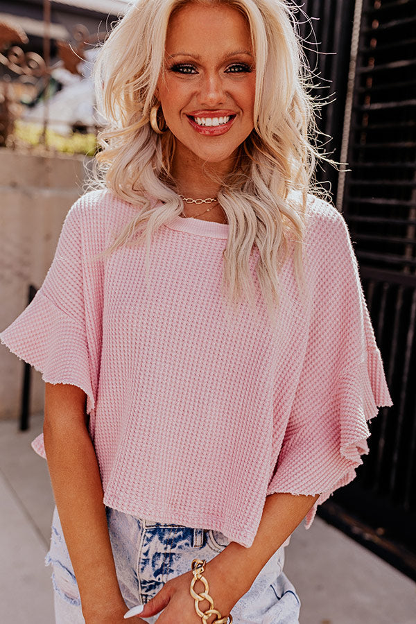 Stay Sweet Waffle Knit Shift Top in Light Pink Image - 2