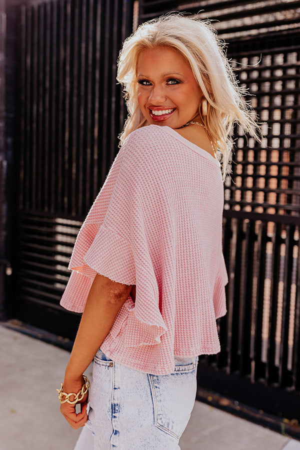 Stay Sweet Waffle Knit Shift Top in Light Pink Image - 3