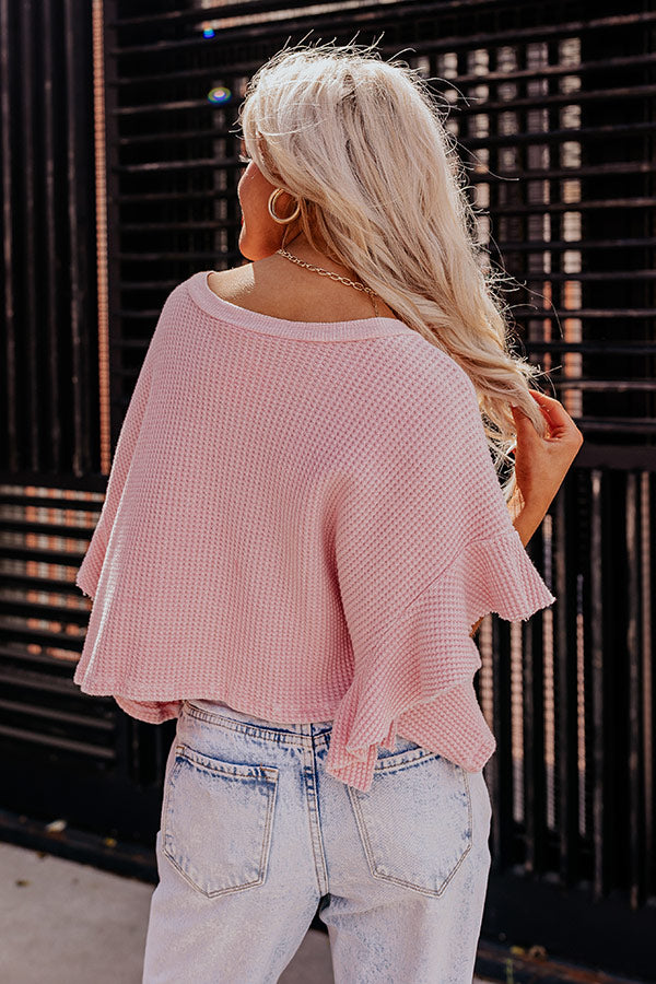 Stay Sweet Waffle Knit Shift Top in Light Pink Image - 4