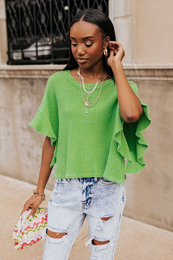 Stay Sweet Waffle Knit Shift Top in Kelly Green Image - 1
