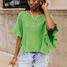 Stay Sweet Waffle Knit Shift Top in Kelly Green Image - 1