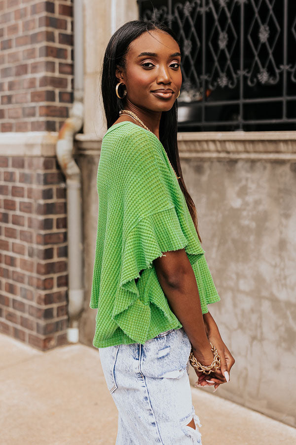 Stay Sweet Waffle Knit Shift Top in Kelly Green Image - 4