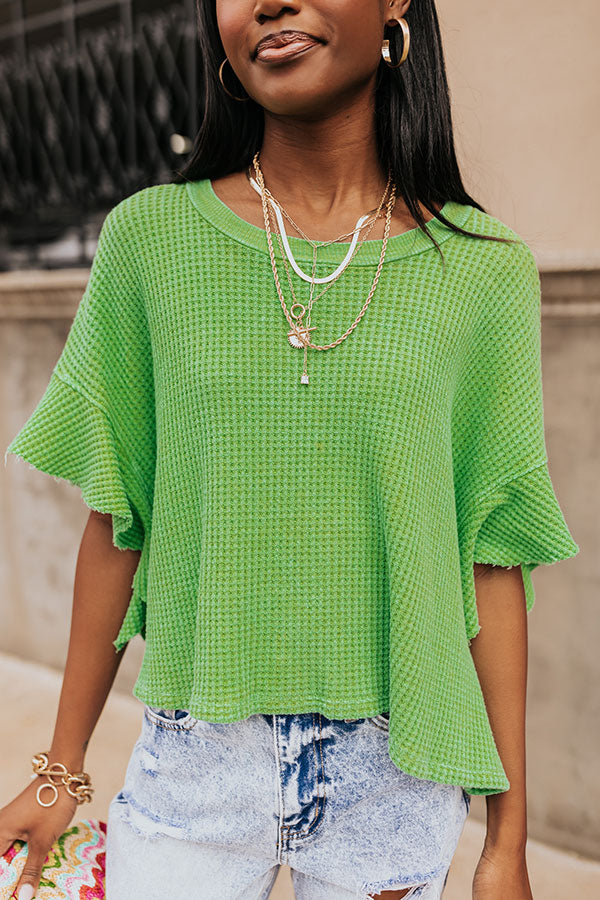 Stay Sweet Waffle Knit Shift Top in Kelly Green Image - 3