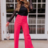 The Adriana High Waist Wide Leg Jean in Hot Pink Image - 1