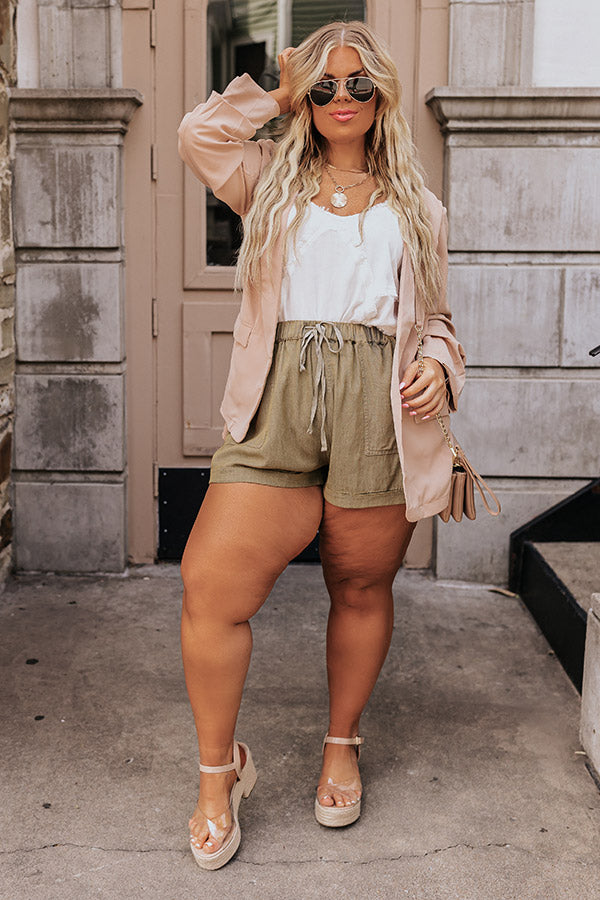 Trading Favors High Waist Shorts In Martini Olive Curves Image - 1