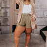 Trading Favors High Waist Shorts In Martini Olive Curves Image - 1