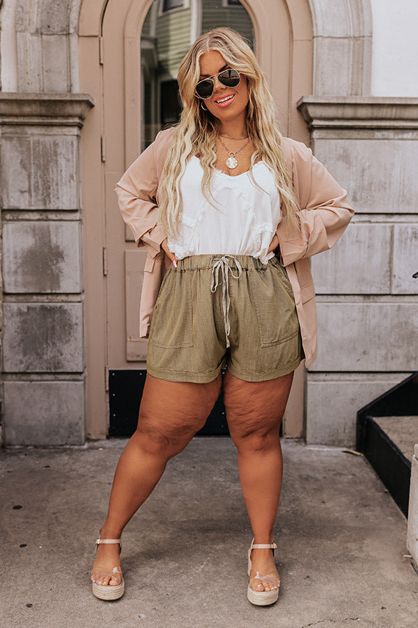 Trading Favors High Waist Shorts In Martini Olive Curves Image - 5