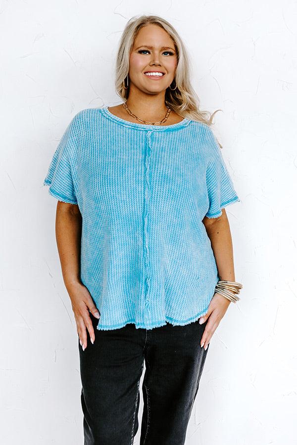 Along The Path Mineral Wash Knit Top In Sky Blue Curves Image - 4
