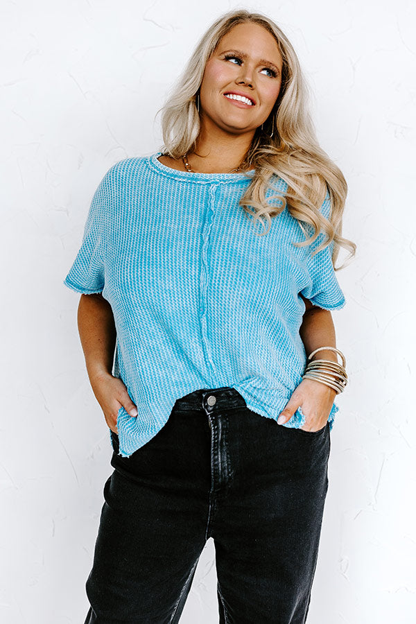 Along The Path Mineral Wash Knit Top In Sky Blue Curves Image - 1