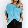 Along The Path Mineral Wash Knit Top In Sky Blue Curves Image - 1