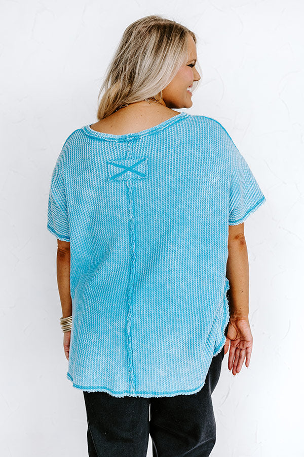 Along The Path Mineral Wash Knit Top In Sky Blue Curves Image - 3