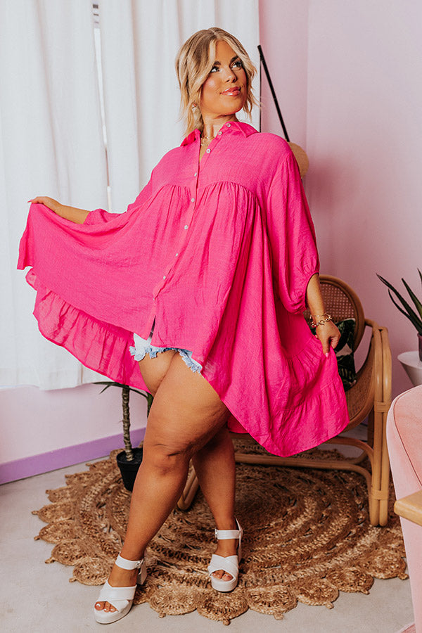 Remarkably Beautiful Shift Tunic In Hot Pink Curves Image - 3