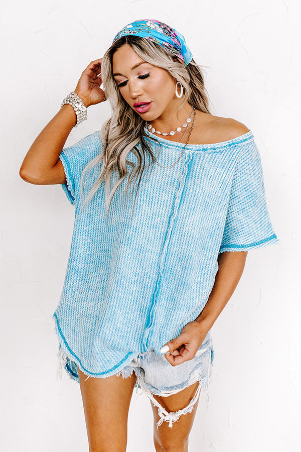 Along The Path Mineral Wash Knit Top In Sky Blue Image - 1