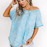 Along The Path Mineral Wash Knit Top In Sky Blue Image - 1