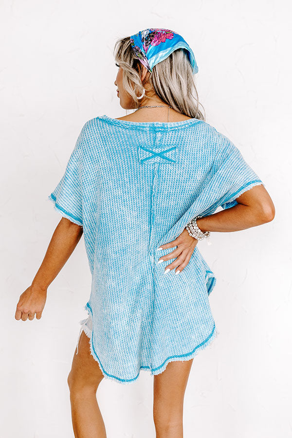 Along The Path Mineral Wash Knit Top In Sky Blue Image - 4