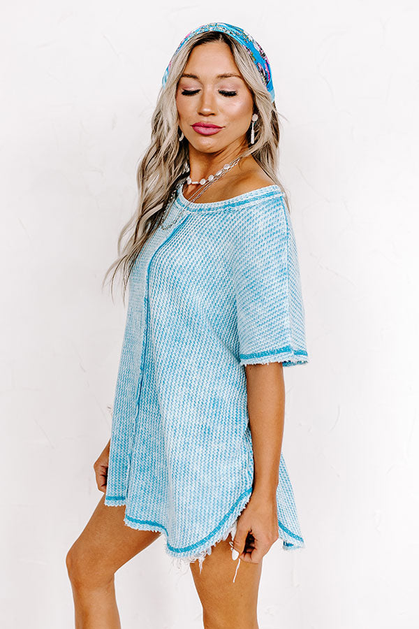 Along The Path Mineral Wash Knit Top In Sky Blue Image - 3