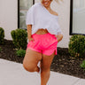 Extra Cardio High Waist Windbreaker Shorts In Neon Pink Curves Image - 1