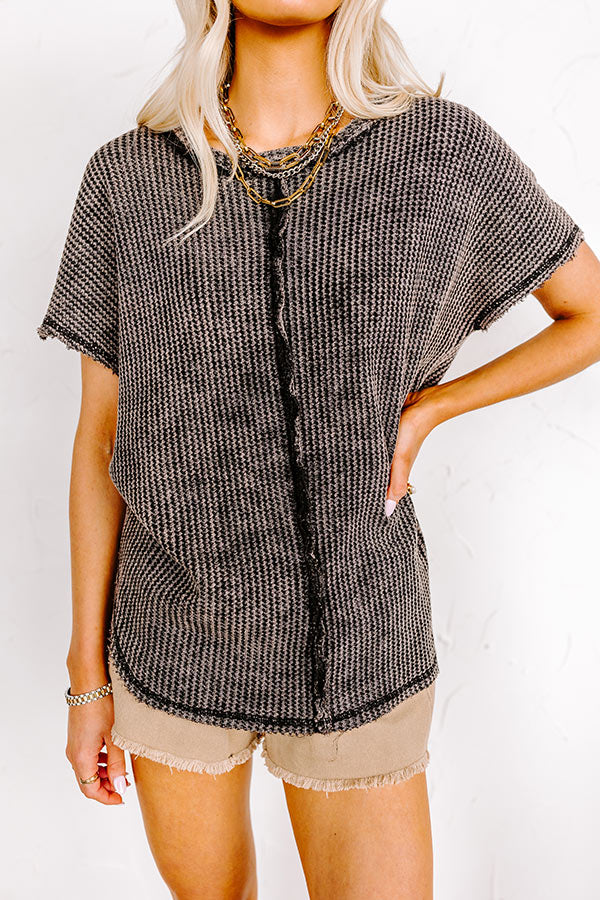 Along The Path Mineral Wash Knit Top In Vintage Black Image - 3