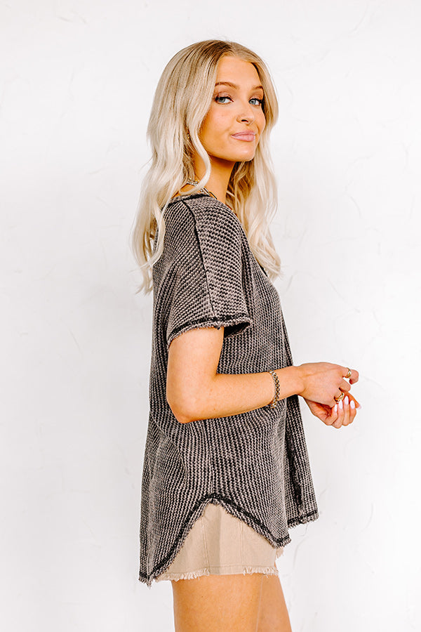 Along The Path Mineral Wash Knit Top In Vintage Black Image - 4