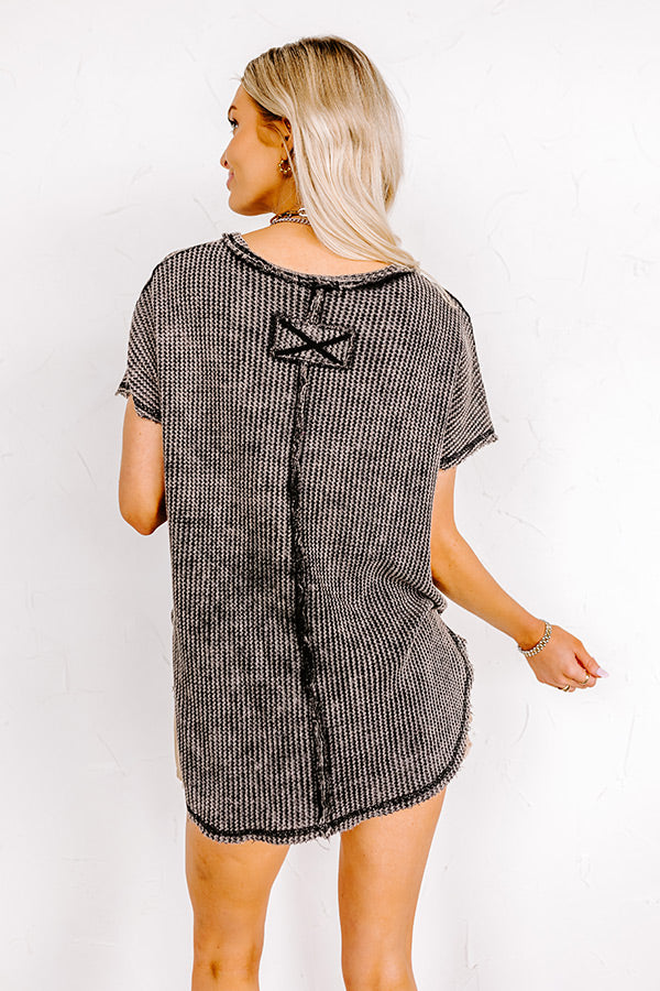 Along The Path Mineral Wash Knit Top In Vintage Black Image - 5