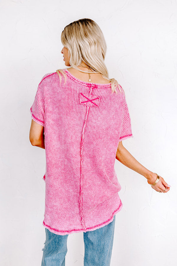 Along The Path Mineral Wash Knit Top In Pink Image - 3