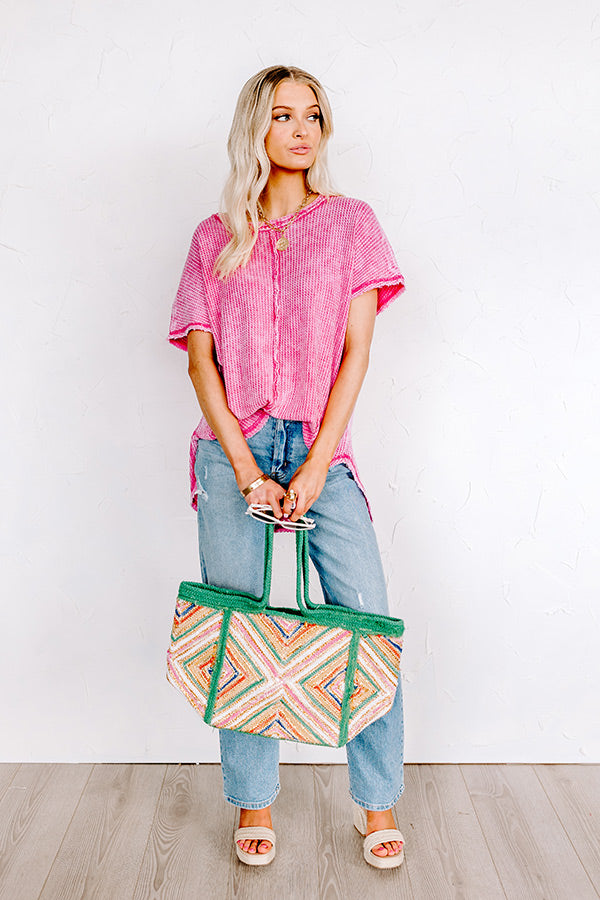 Along The Path Mineral Wash Knit Top In Pink Image - 1