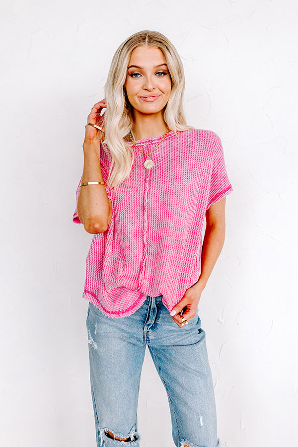 Along The Path Mineral Wash Knit Top In Pink Image - 4