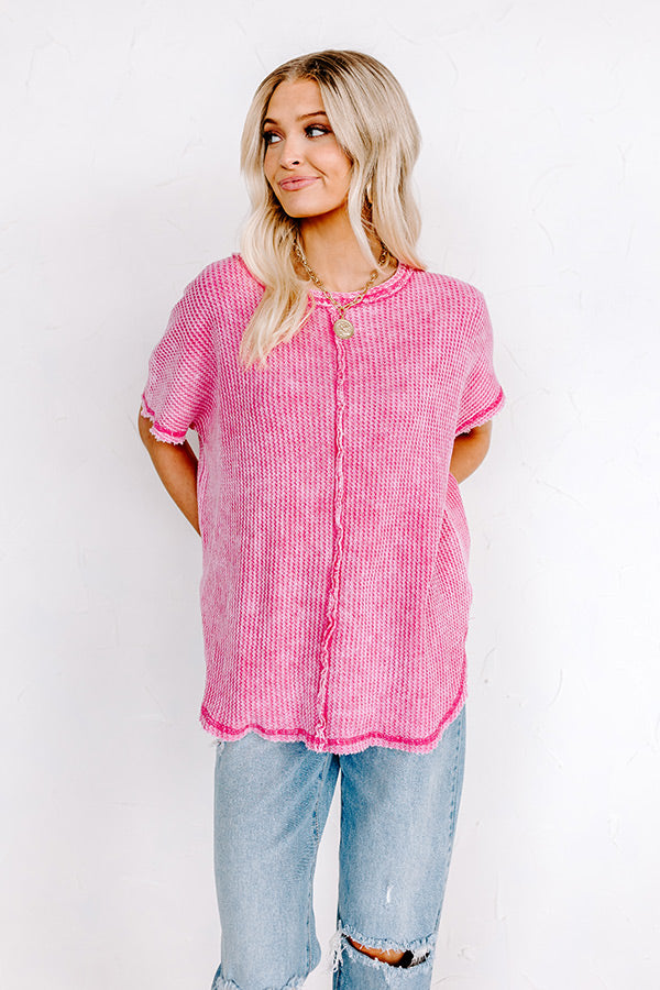 Along The Path Mineral Wash Knit Top In Pink Image - 2