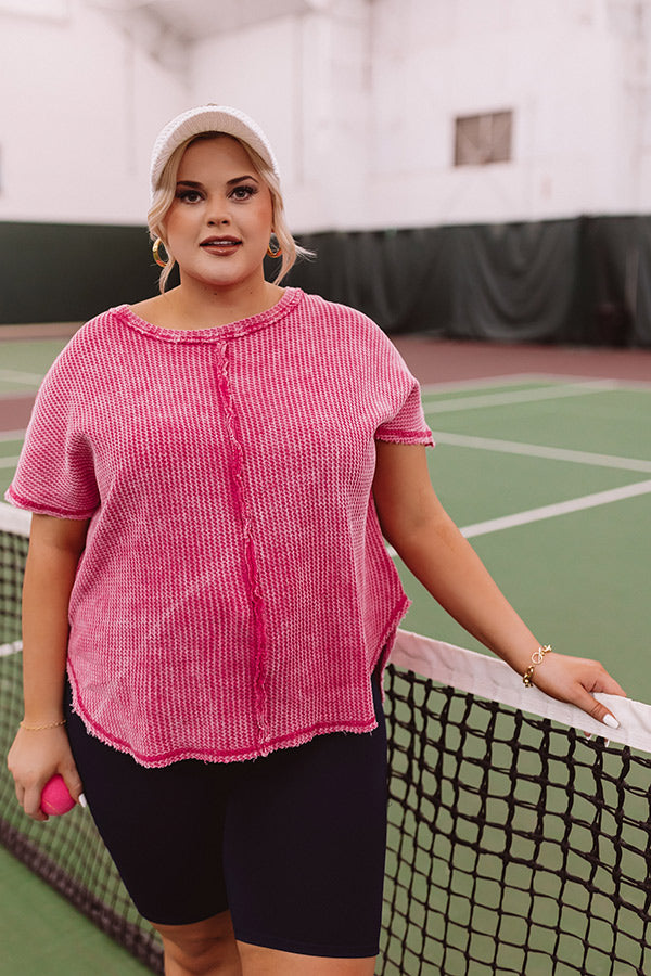 Along The Path Mineral Wash Knit Top In Pink Curves Image - 5