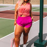 Extra Cardio High Waist Windbreaker Shorts In Hot Pink Curves Image - 1