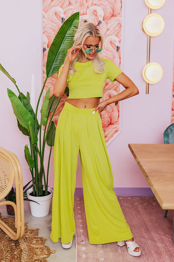Divine Spark High Waist Pants In Lime Punch