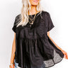 Greek Isles Linen-Blend Babydoll Top In Black Image - 1