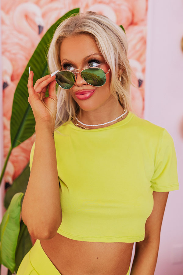 Sunny Forecast Aviators in Lime
