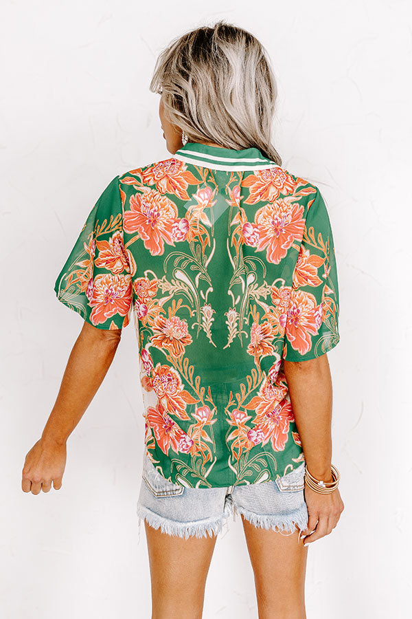 Coastal Call Button Up in Green Image - 3