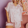 Always Down To Chill Pajama Shorts In Blush Curves Image - 1