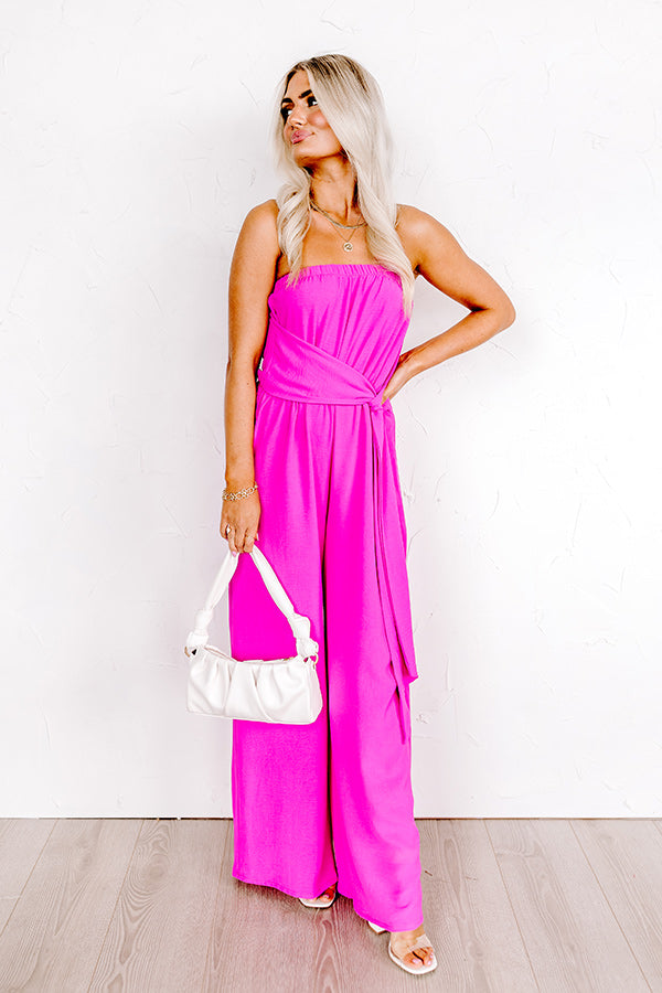 Forever Chic Jumpsuit In Hot Pink