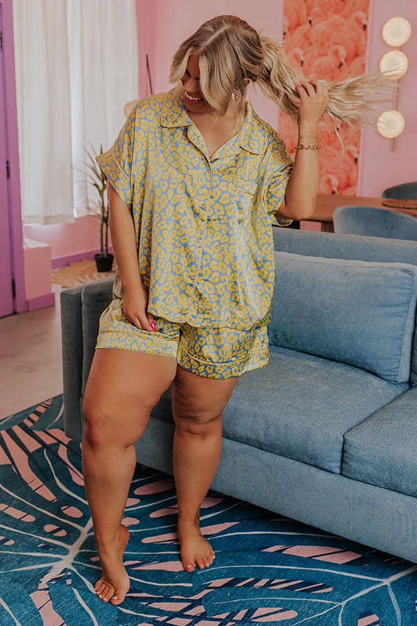 Always Down To Chill Pajama Top In Yellow Curves Image - 5