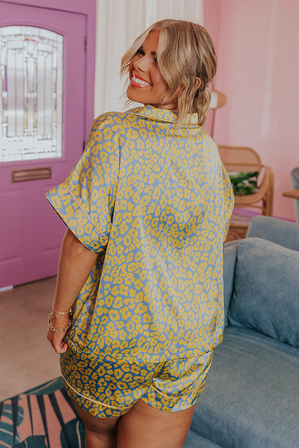 Always Down To Chill Pajama Top In Yellow Curves Image - 4