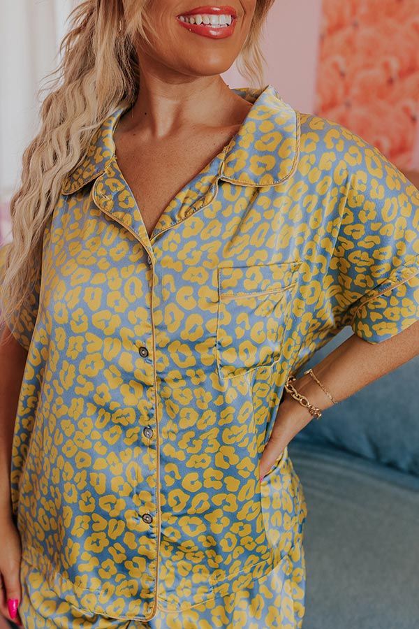 Always Down To Chill Pajama Top In Yellow Curves Image - 3