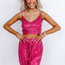 Alluring Avenue Sequin Crop Top in Fuchsia Image - 1