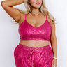 Alluring Avenue Sequin Crop Top in Fuchsia Curves Image - 1