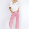 The Lovette High Waist Embellished Straight Leg Jean in Pink Image - 1