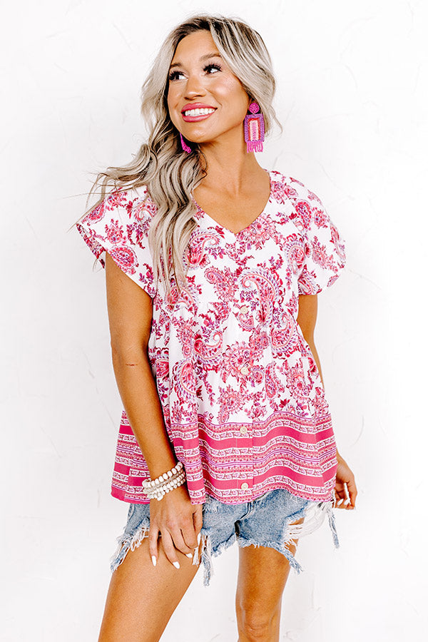 Blossom Boulevard Babydoll Top In Fuchsia Image - 5