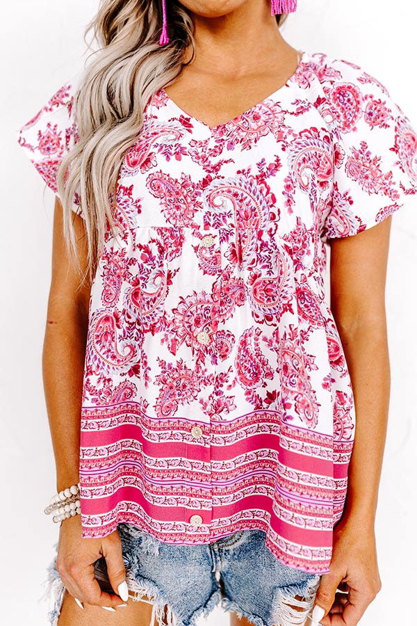 Blossom Boulevard Babydoll Top In Fuchsia Image - 3
