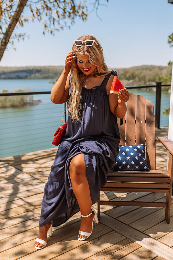Chasing Sunshine Maxi In Navy Curves