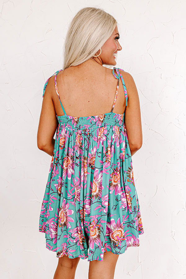 Bloom With A View Romper In Turquoise • Impressions Online Boutique