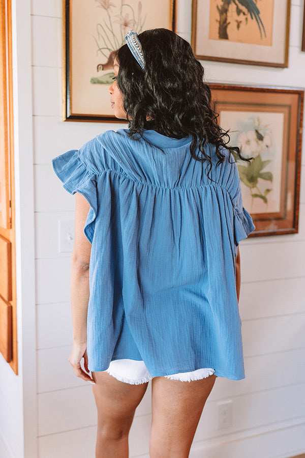 Divine Downtime Button Up in Airy Blue Image - 4