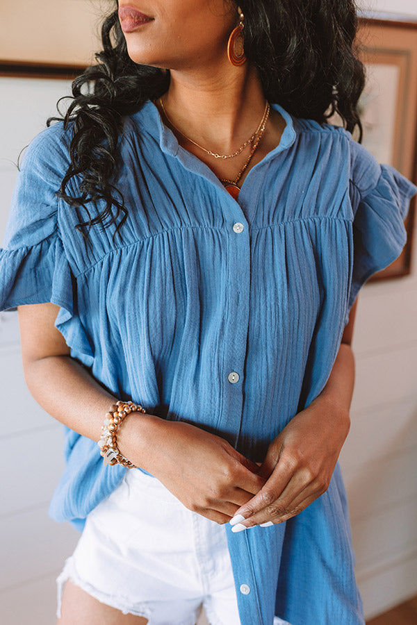 Divine Downtime Button Up in Airy Blue Image - 5