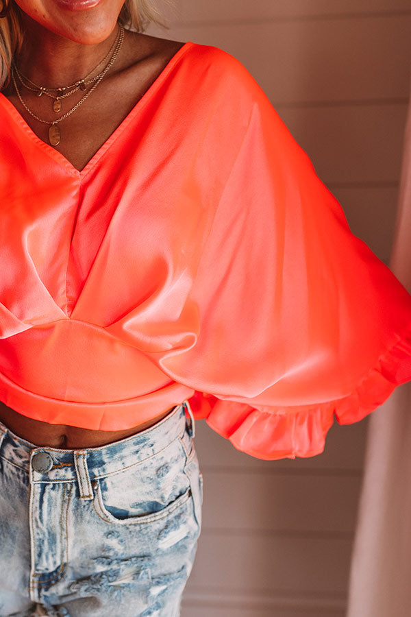 Heartfelt Harmony Top In Neon Coral Image - 4