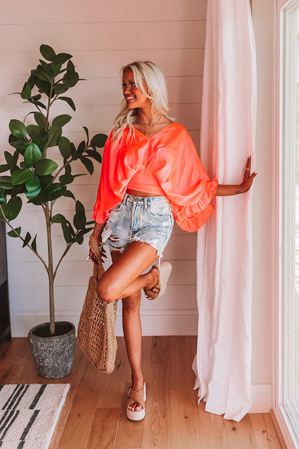 Heartfelt Harmony Top In Neon Coral Image - 2